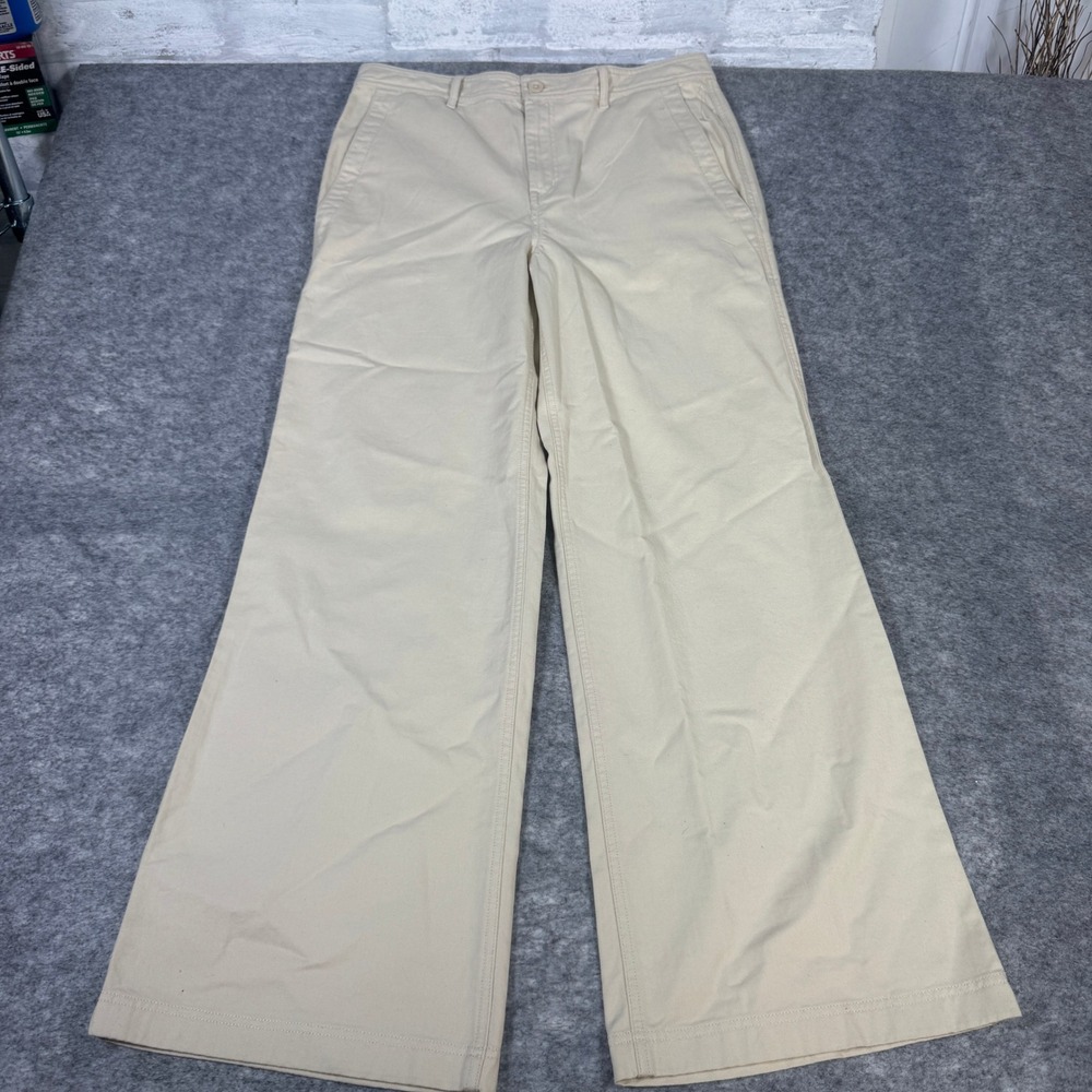 Lauren Ralph Lauren Ivory Beige Wide Leg Cotton Trousers Pants Size 10 NEW